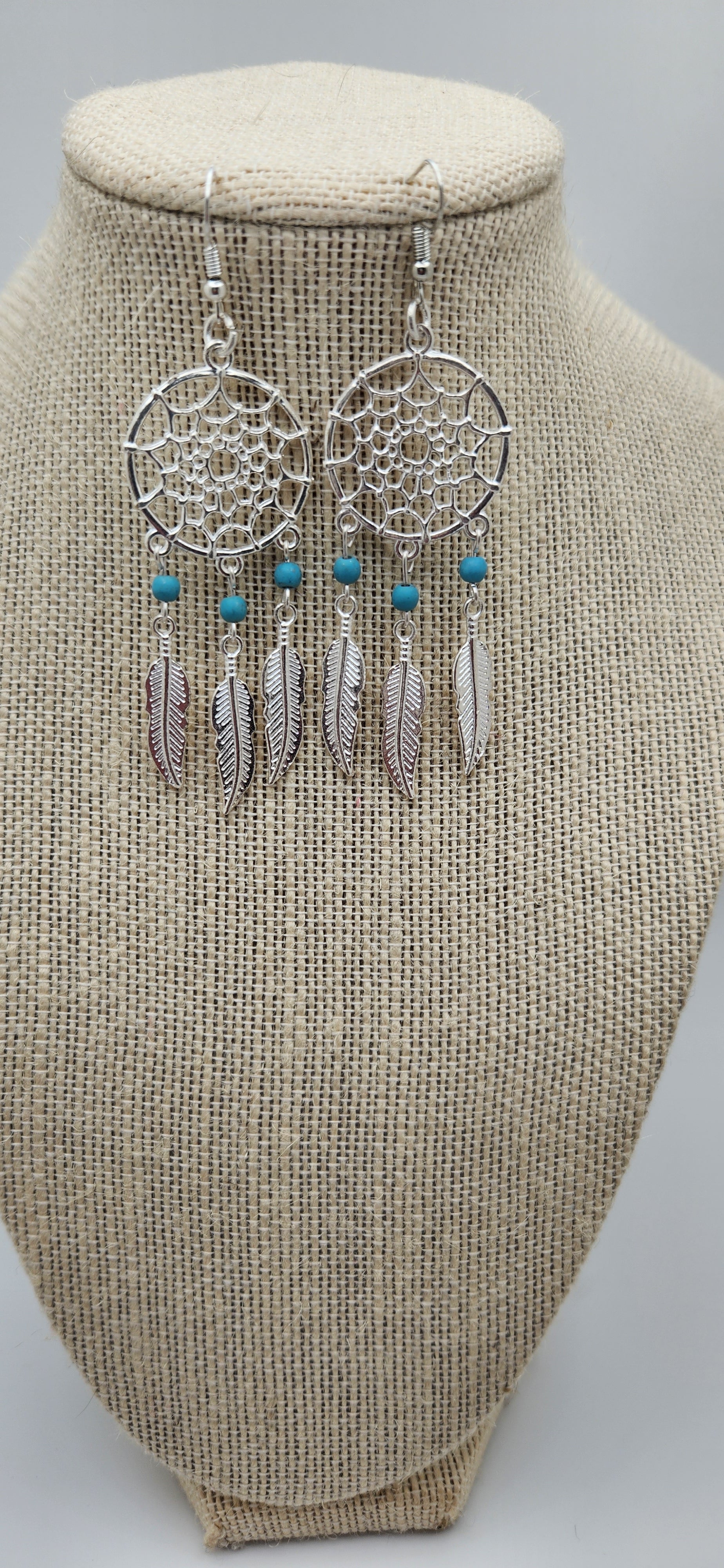 Turquoise Dream Catcher necklace and earring set image 1