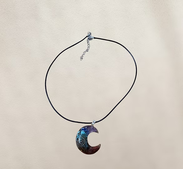 Moon Shape 7 Chakra Necklace