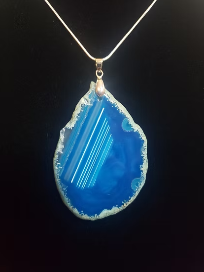 Blue Agate Slice Necklace