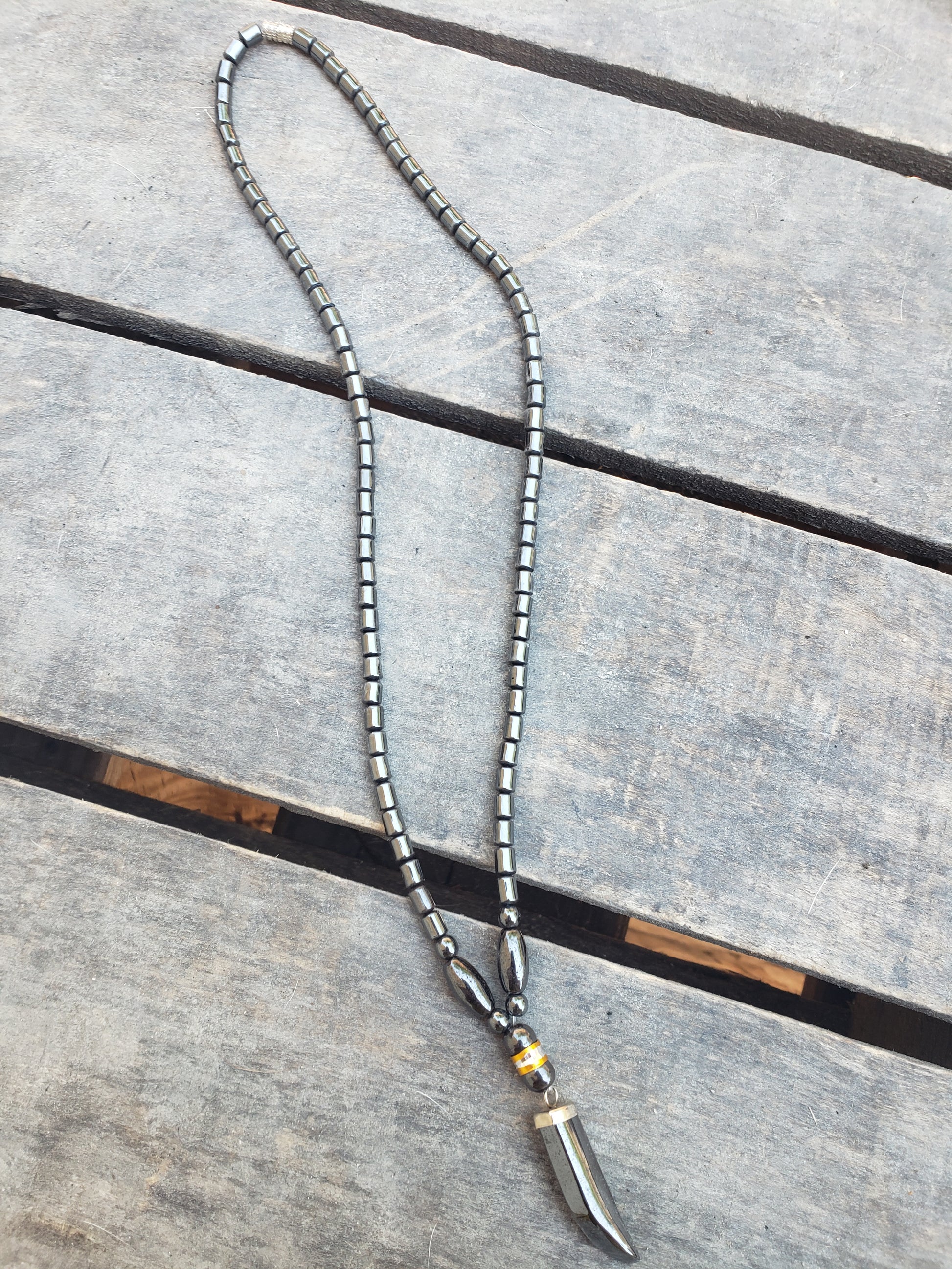 Fang Pendant Hematite Necklace image 1