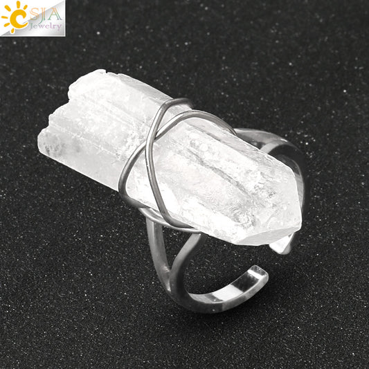 Irregular Natural Sone Healing Wire Wrap Healing Ring image 0