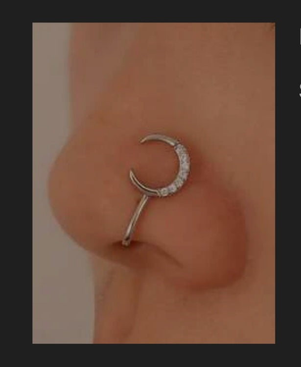Fake Piercing Nose Ring Moon Clip On Nose image 0
