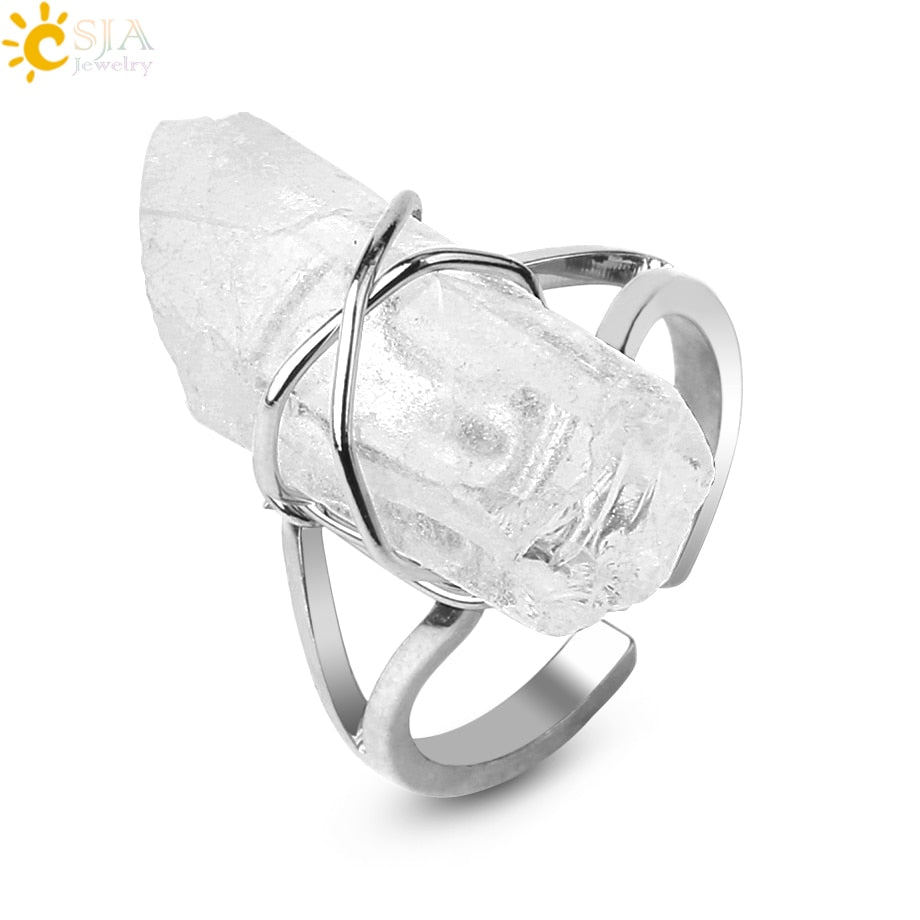 Irregular Natural Sone Healing Wire Wrap Healing Ring image 1
