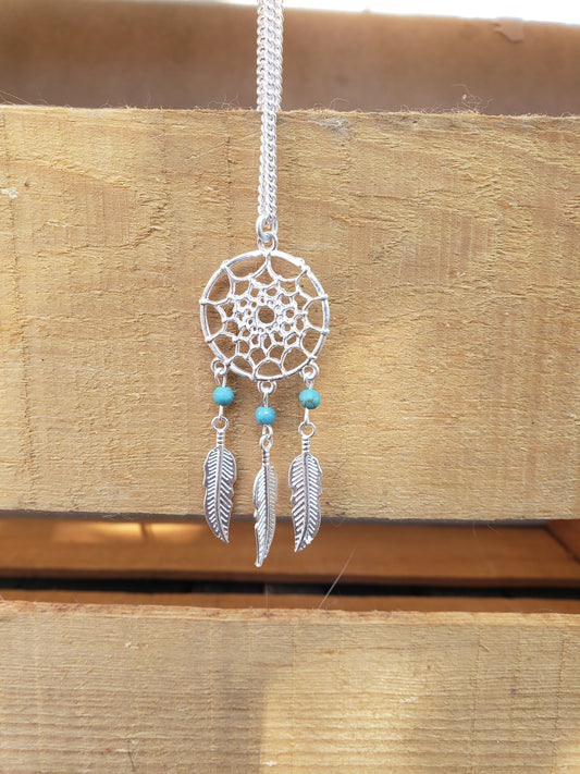 Turquoise Dream Catcher necklace and earring set image 0