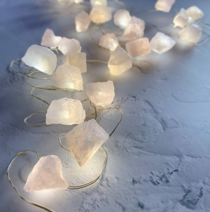 Soft Rose Quartz Raw LED String Lights image 0