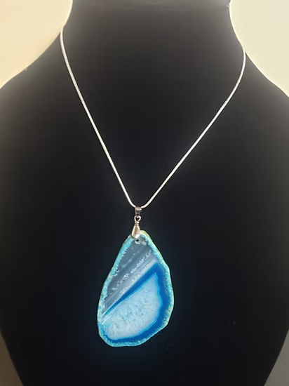 Blue Agate Slice Necklace