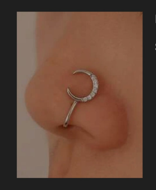 Fake Piercing Nose Ring Moon Clip On Nose image 0