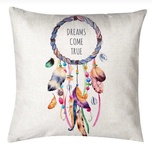 Dreams Come True Dream Catcher Throw Pillow Cover image 0